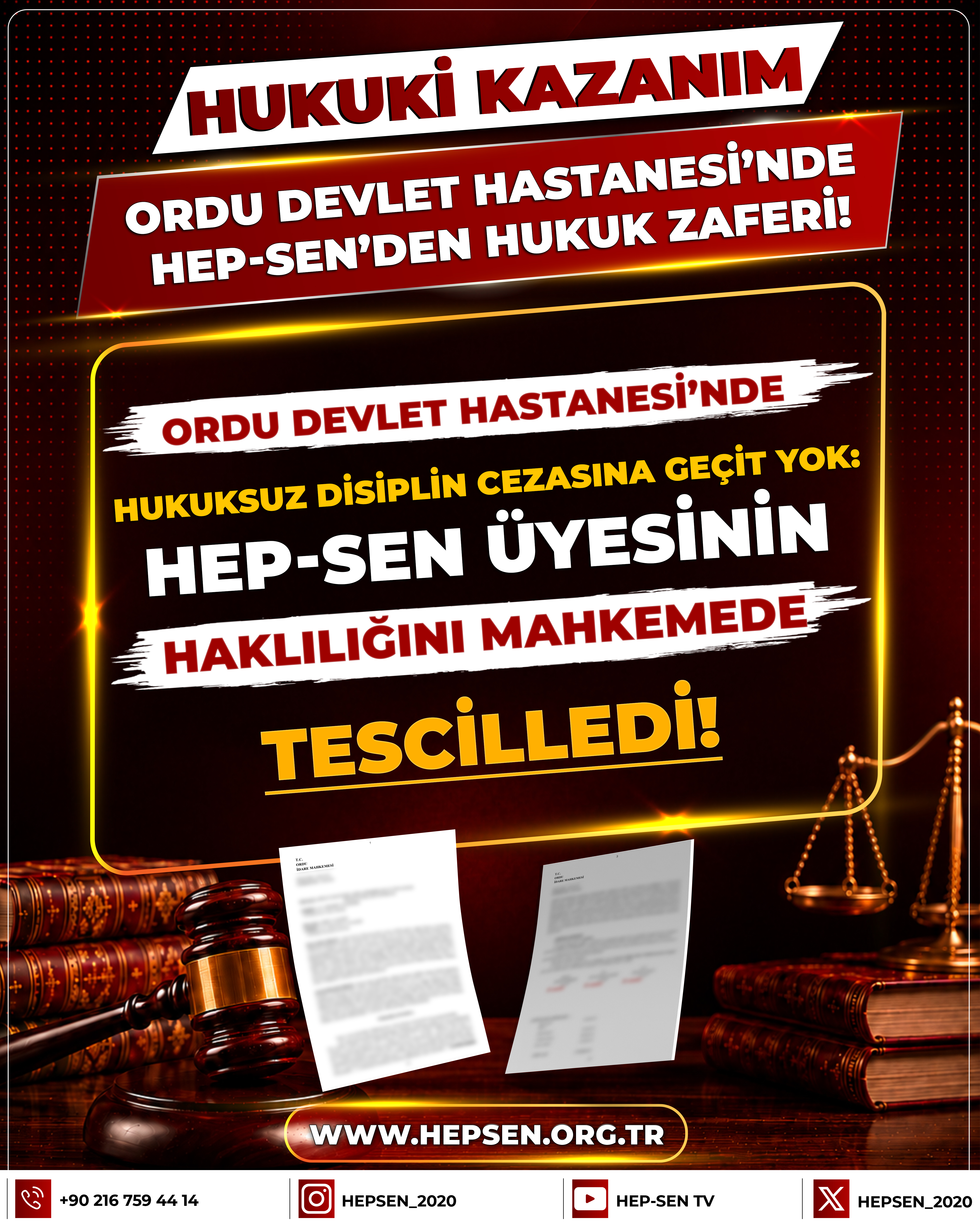 ​Ordu Devlet Hastanesi’nde Hukuksuz Disiplin Cezasına Geçit Yok: HEP-SEN Üyesinin Haklılığını Mahkemede Tescilledi!